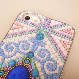 Blue Central Gemstone Embellished Case For Iphone..